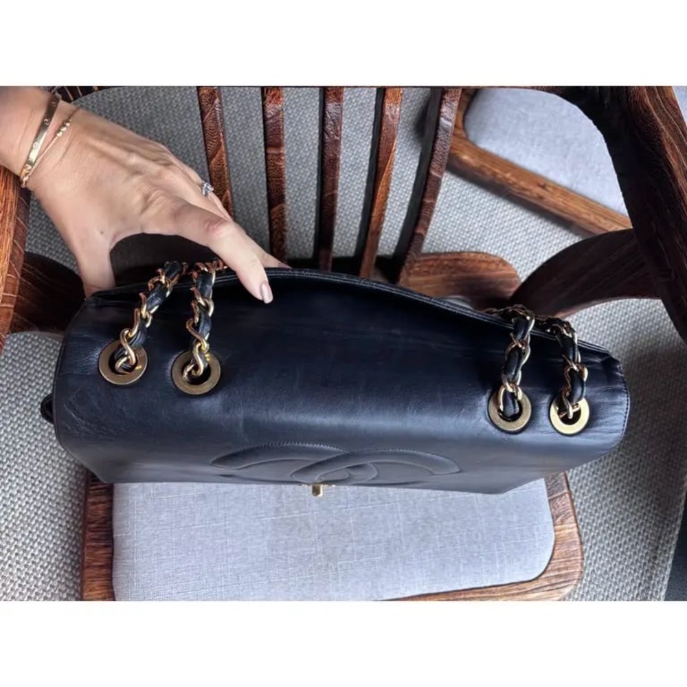 Authentic CHANEL black jumbo XL CC classic Lambskin shoulder bag - Picture 14 of 15